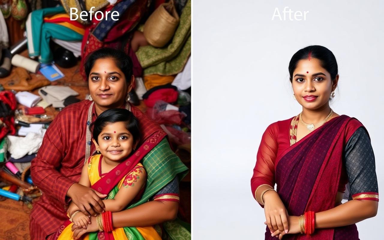 Before and after pro AI photo editing